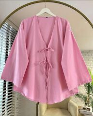 Çift Bağcıklı Pinterest Kimono şeker pembe - standart