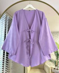 Çift Bağcıklı Pinterest Kimono lila - standart