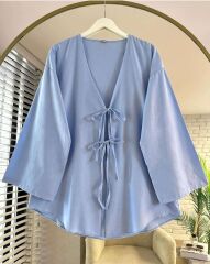 Çift Bağcıklı Pinterest Kimono bebe mavi - standart